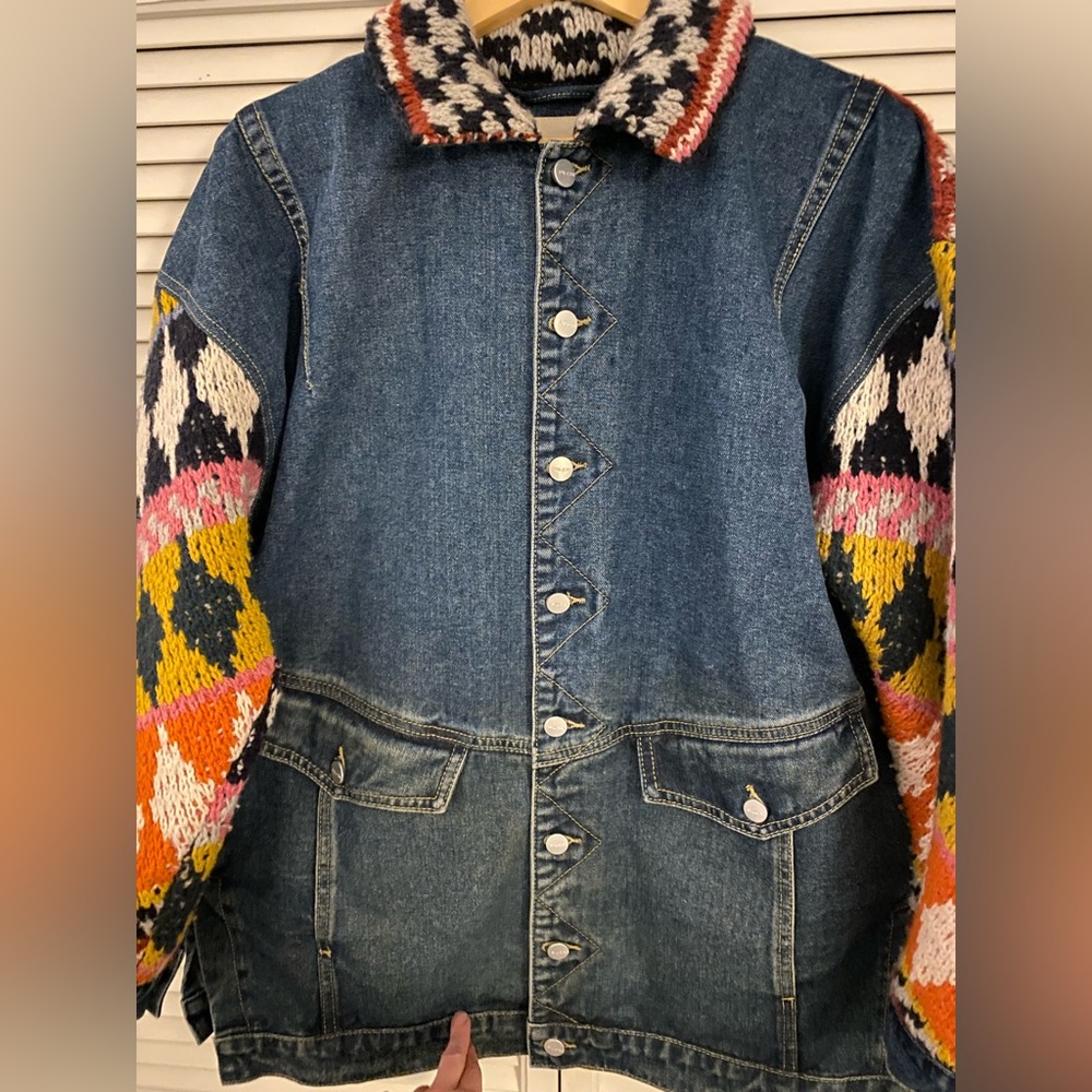 Pilcro Crochet Denim Sweater Jacket - Picture 3 of 11